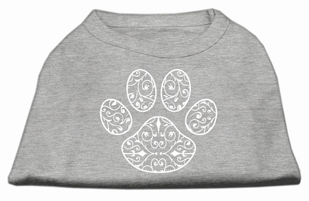 Henna Paw Screen Print Shirt Grey Sm